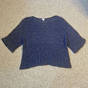 PureJill Kimono Womens Open Knit Sweater Size M Missy Blue Dolman Slouch Stretch